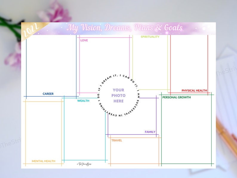 2022 Manifesting Vision Board Planner Template 24x18 Dream Etsy