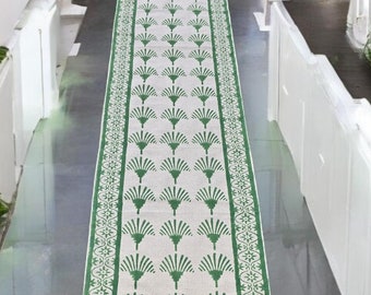 Alfombra de pasillo para escaleras / Alfombra de algodón con estampado de bloques para pasillo, cocina y sala de estar
