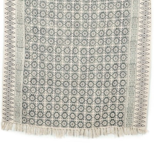 Katoenen deken, handblok bedrukt modderdoek grijze plaids, boho geweven katoenen plaid voor banken, grote bankdeken, gezellig huisdecor