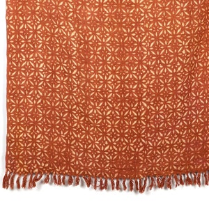 Terracotta orange and beige Hand block printed cotton throw Leaf pattern throw African Mud cloth throw blanket Rust throw blanket Mud print