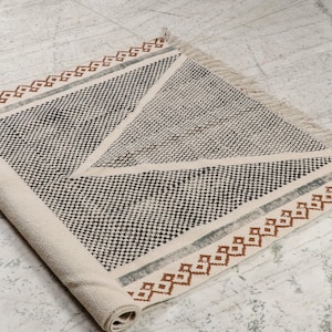 Cotton Rug Block Printed 10x14 Feet Large Area Rug, Handmade Bohemian Indian Bedroom Living Room Vintage Style Washable Rugs