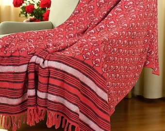 Deken met blokprint, katoenen plaids en plaids, bankdeken