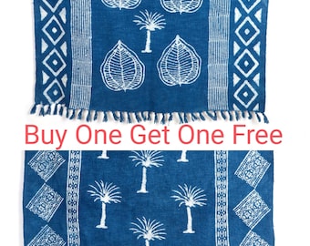 Indigo Block Printed Throw, Cotton Throw Blankets And Throws, Sofa Blanket