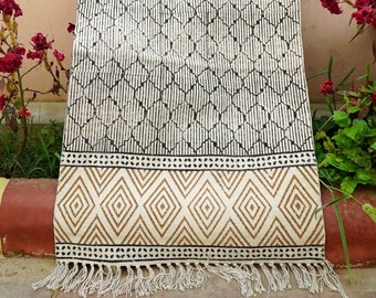 Alfombra de pasillo para escaleras / Alfombra de algodón con estampado de bloques para pasillo, cocina y sala de estar