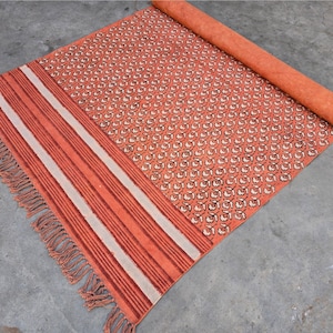 Cotton Area Rug – Block Printed Rug for Living Room – Handmade Indian – Bohemian Floor Mat – Home Decor