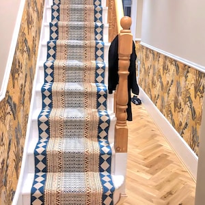 Stair Runner Rug, Hand Block Printed Cotton Runner, Modern Traditional Style, Kitchen Hallway Floor Rug, Boho Decor, Durable & Handmade