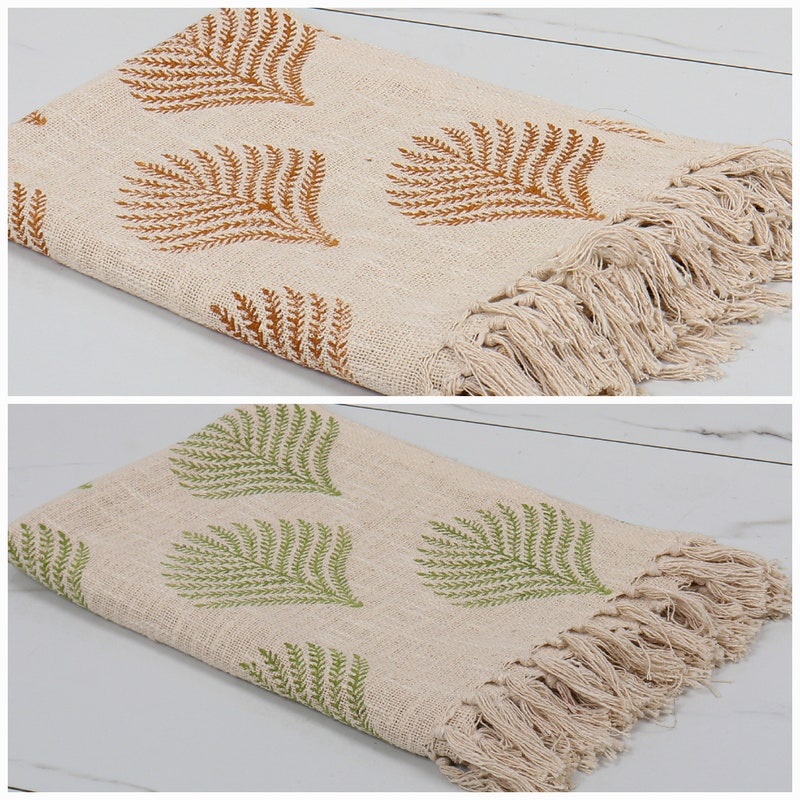 100 Cotton Leaf Tassel Bedcover Sofa Blanket main image 1