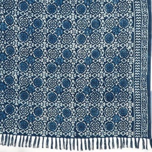 Indigo katoenen plaid, handblok bedrukt plaid bloemendeken Designer zomerdeken, handgeweven handgemaakte katoenen plaids, boho bankbeddecoratie