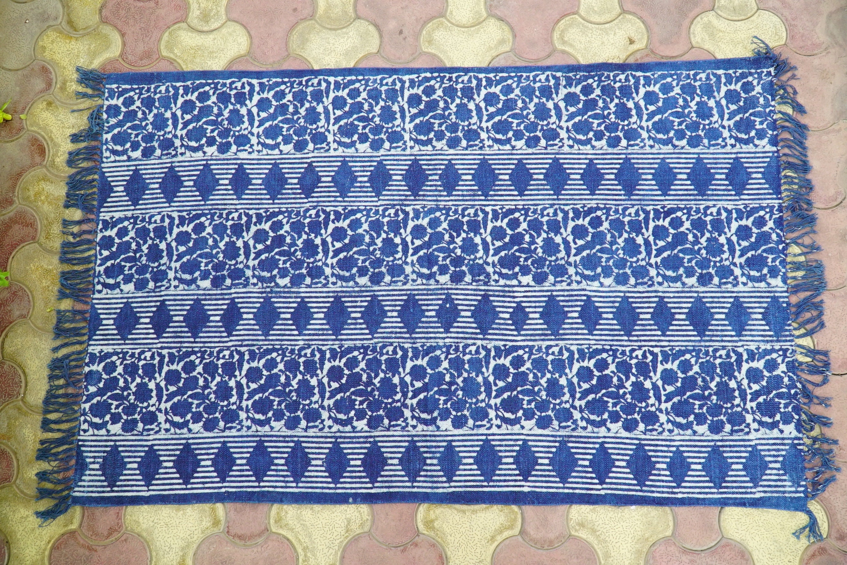 Indigo Blue Rug Cotton Rug, Large Area Rug Block Printed Rug Floor ...