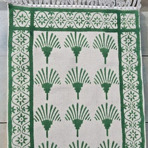 Esterilla de yoga de algodón orgánico: tejida a mano con estampado de bloques, ideal para viajes