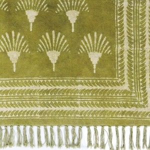 Organic Cotton Green Rug | Block Printed Rug For Living Room Bedroom Kitchen Cotton Rug image 5