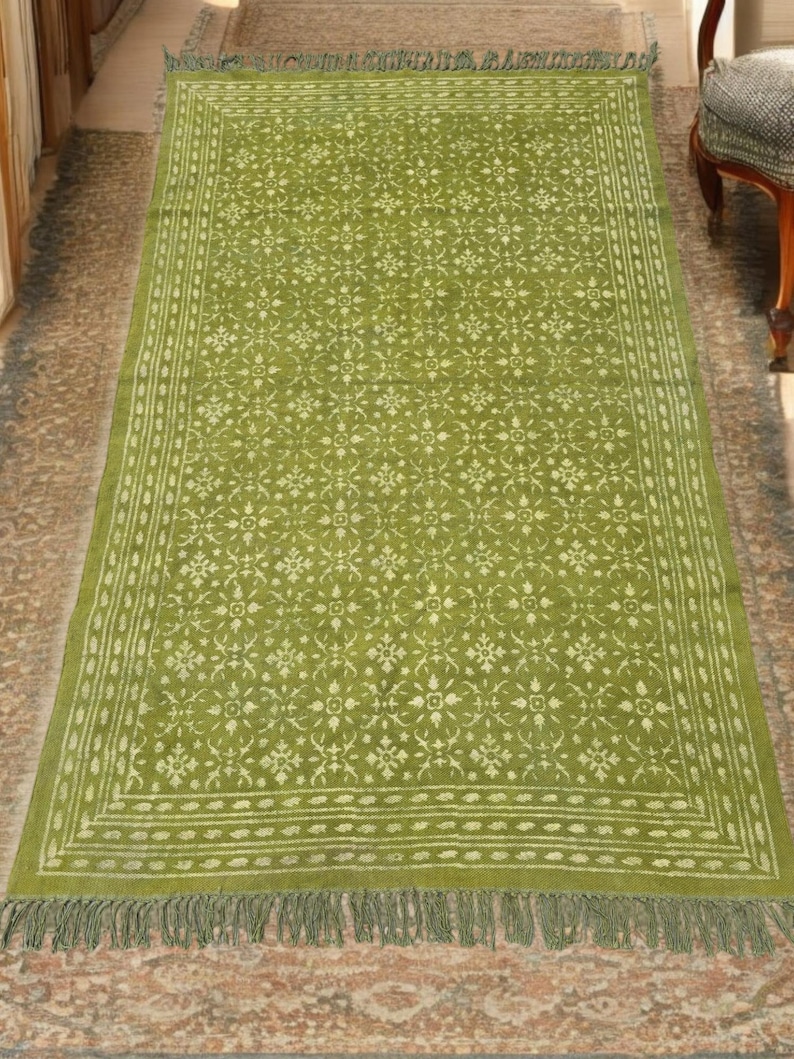Home Decor Rugs Cotton Area Rug Block Printed Rug | Living Room ...