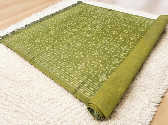 Home Decor Rugs Cotton Area Rug Block Printed Rug | Living Room, Bedroom, Kitchen, Floor