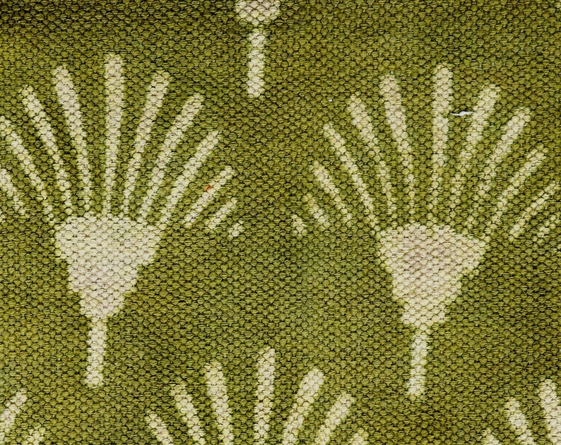 Organic Cotton Green Rug | Block Printed Rug For Living Room Bedroom Kitchen Cotton Rug image 4