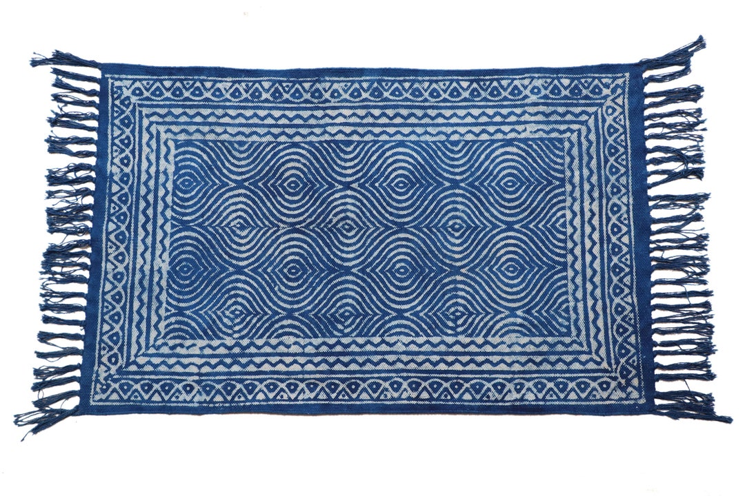 Indigo Rug: 2x3 Hand Block Print Cotton Boho Rug - Etsy