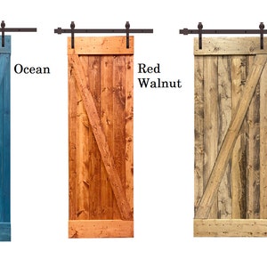 Z Bar Pre-assembled Stained Wood Sliding Barn Door with Hardware Kit