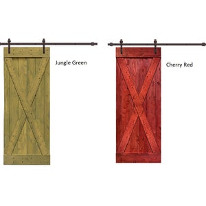 X Series Stained Knotty Pine Wood Sliding Barn Door with Hardware Kit