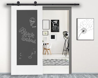 Chalkboard Series Black Stained Composite MDF 1 Panel Interior Sliding Barn Door Slab