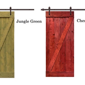 Z Bar Stained Knotty Pine Wood Sliding Barn Door with Hardware Kit