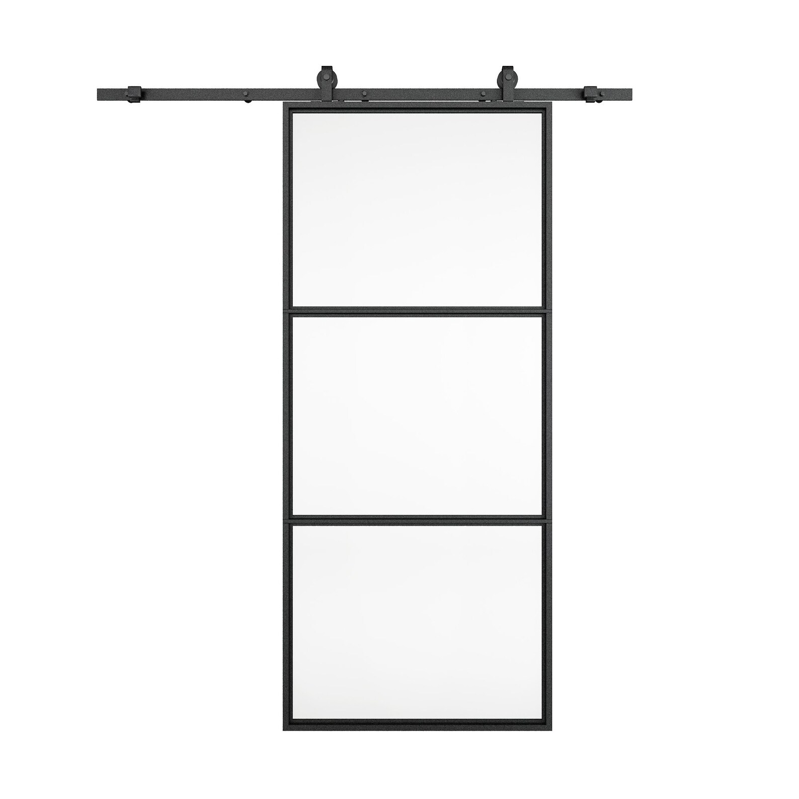 3lite Tampered Glass Barn Door Steel Frame Sliding Hardware Kit Etsy