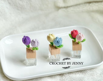 Handmade Crochet Tulip Car Air Freshener | Floral Scented Diffuser