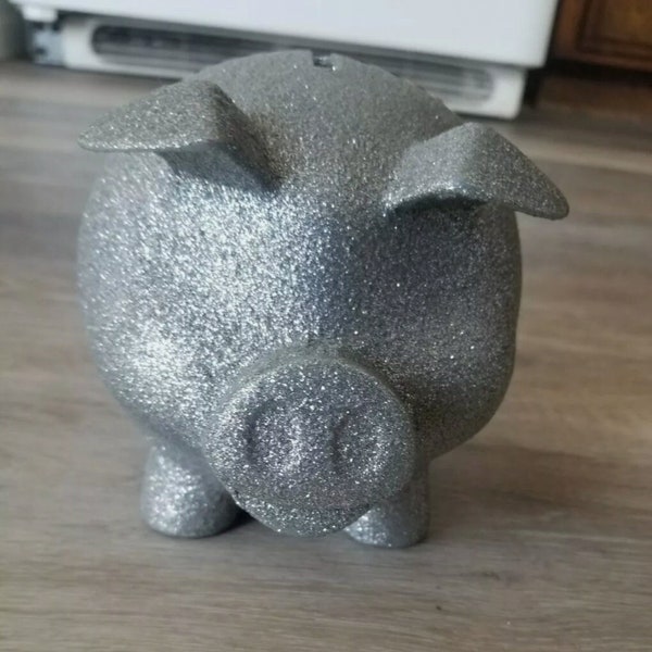 Vintage Old Navy Piggy Bank Silver Sparkle New Condition