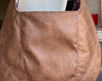 Brown Faux Leather Shoulder Bag