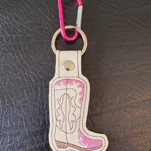Pink Cowboy Boot Keyring, bag charm