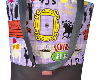 Friends Central Perk Tote Bag – Purple Couch Frame Print Shoulder Bag