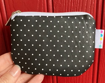 Black & White Polka Dot Keyring Coin Purse