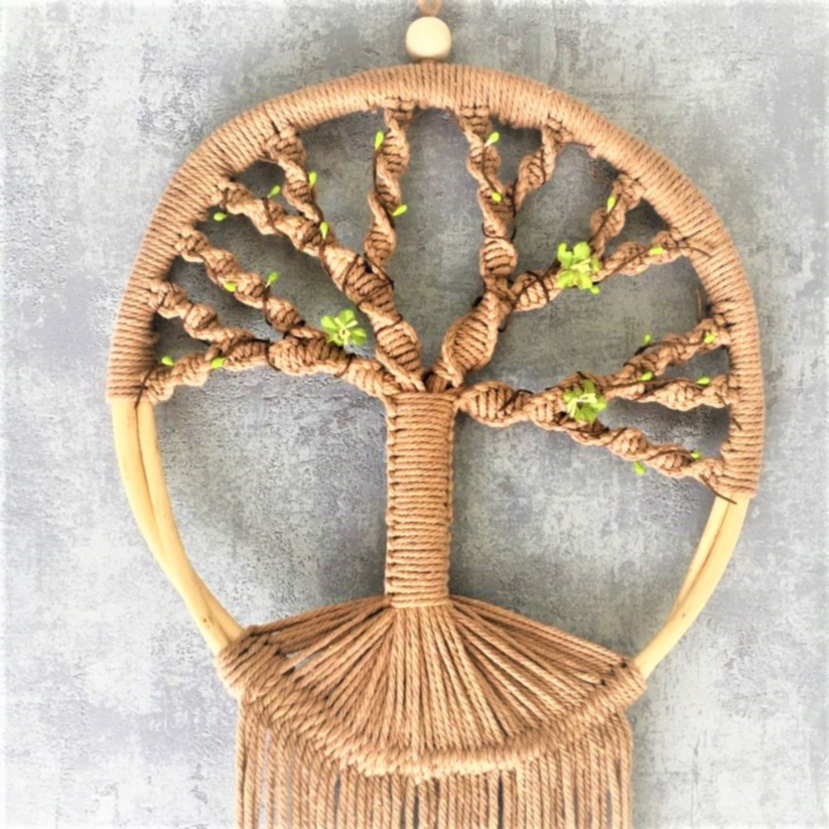 Arbre de Vie Dans Anneau/Suspension Murale Macramé Bohème/Grand Attrape-Rêves/Décoration Ronde/Boho