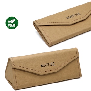 Custodia per occhiali fatta a mano MATTISE in carta Kraft - Custodie per occhiali pieghevoli per donna e uomo - Scatola per occhiali con custodia rigida vegana - Custodia per occhiali ecologica