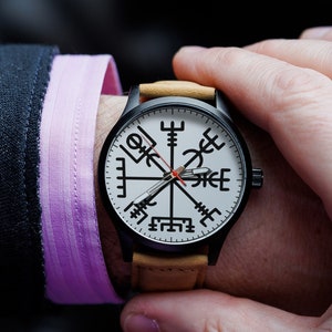 Viking Compass Engraved Watch Anniversary gift for man Groomsmen gifts Mens Watch  sign Watches for Men Gift for Boyfriend Watch