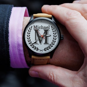 Aangepast horloge gegraveerd jubileumcadeau voor man Bruidsjonkers geschenken herenhorloge bord horloges voor mannen, cadeau voor vriend, gepersonaliseerd horloge