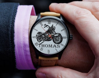 Angepasste Uhr Jahrestagsgeschenk für Mann Trauzeugen Geschenke Herrenuhrzeichen Uhren für Männer, Geschenk für Freund, Geschenk für Biker