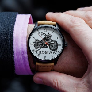 Customized Watch Anniversary gift for man Groomsmen gifts Mens Watch  sign Watches for Men, Gift for Boyfriend, Gift for biker Dad Gifts