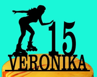 Personalized Roller Skates Cake Topper: Acrylic Birthday Party Decor