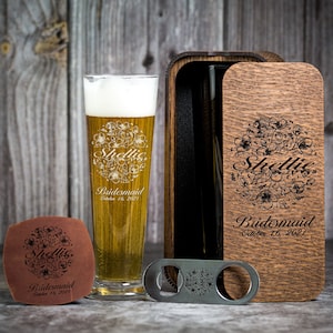 Persolized beer glass set for bridesmaid gift Bridesmaid pint Engraved beer Mug funny gifta Memory gift
