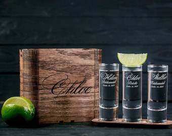 Engraved Shot Glasses Set: Personalized Tequila, Vodka, Groomsmen Gift