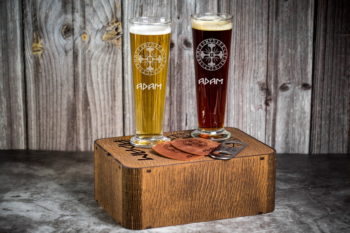 Beer Glass With Viking Logo Viking Compass Engraving Custom Etsy UK