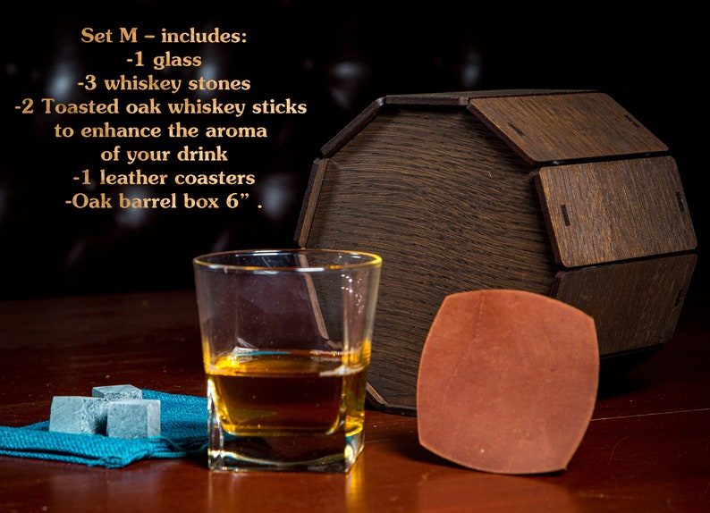 Whiskey Decanter Set in Wooden Box Set 31 Personalized Whiskey Set, Engraved Decanter Set