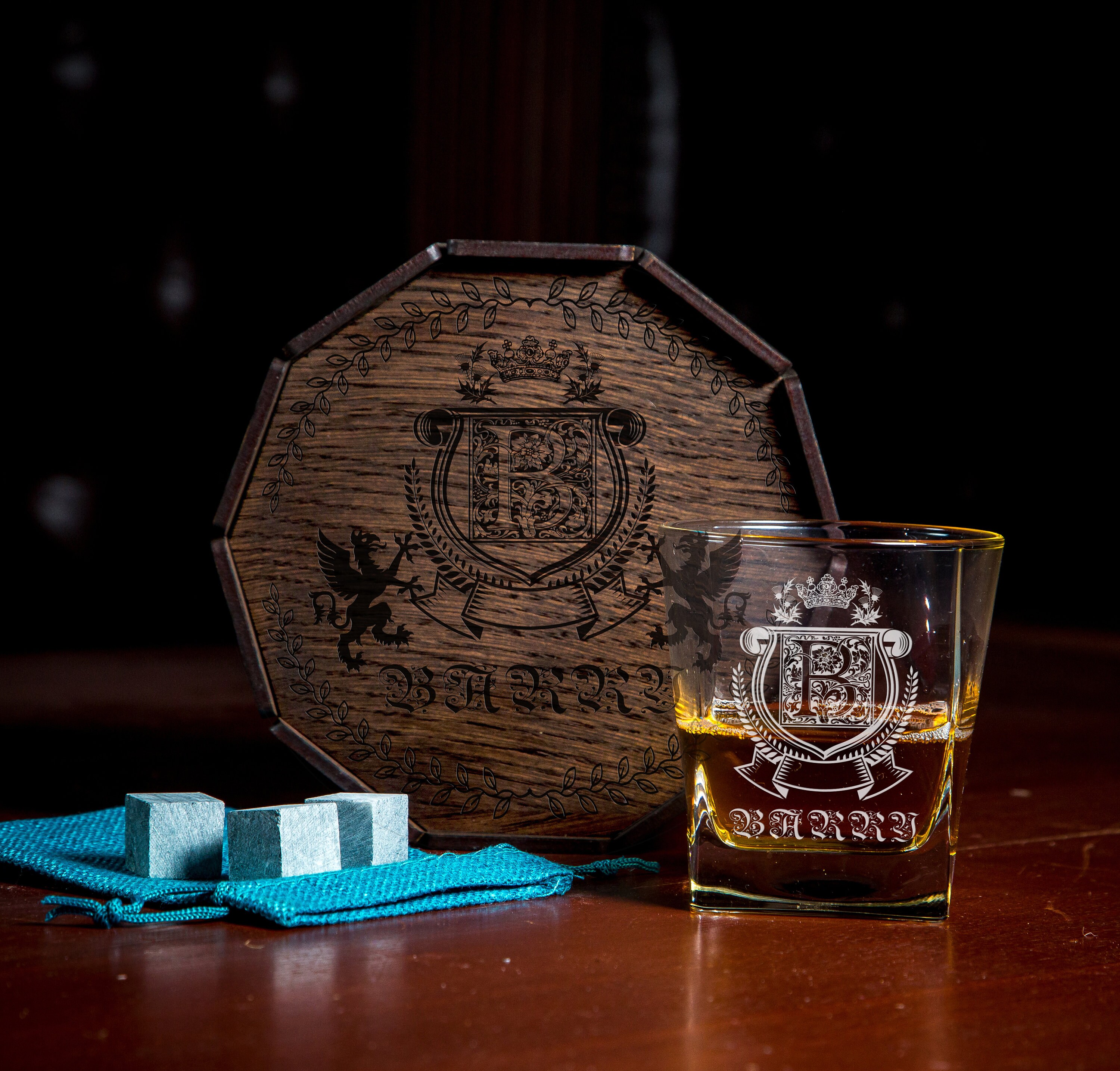 Whiskey Decanter Set in Wooden Box Set 19 Gift With Etsy