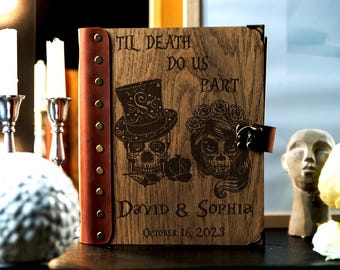 Sugar Skull Wedding Guest Book, Day of the Dead Personalized Album