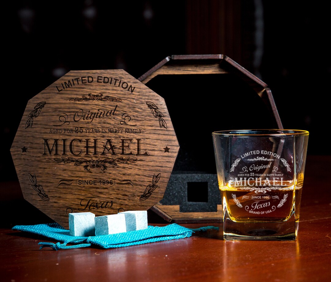 Personalized Engraved Custom Whiskey Glass Set 16 Old Fashioned Bourbon ...