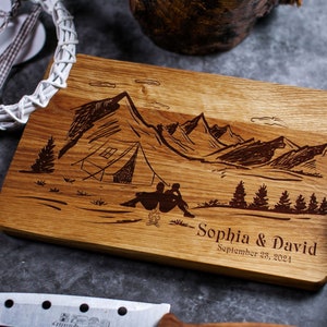 Personalized cutting board engraved mountain wedding gift Charcuterie board Wedding gifts Couple gift hiking Christmas gift