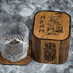 Personalized Viking Whiskey Gift Set: Engraved Glass & Oak Box
