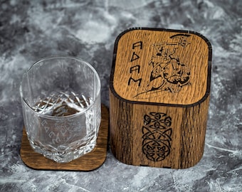 Whiskey Glass set with Viking Logo Personalized Whiskey Gift for Him Viking  Ship Anniversary Gift Viking name gift for employees