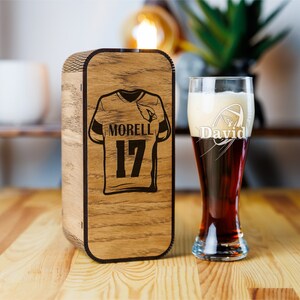 Arizona graviertes Bierglas in Holzkiste Fußballfan Geschenk Bierglas Fußballmannschaft Männer Geschenke Geburtstagsgeschenke für Papa