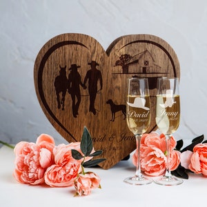 Personalized Champagne Flute Set Toast glasses Western style Cowboy wedding glasses Wedding gift Farmer's Wedding