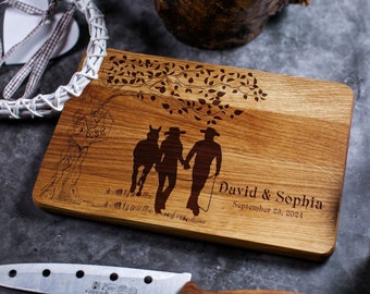 Personalized cutting board custom Cowboy western decor Wedding Gift for Couple Gift wedding anniversary gift engraved couple with horse